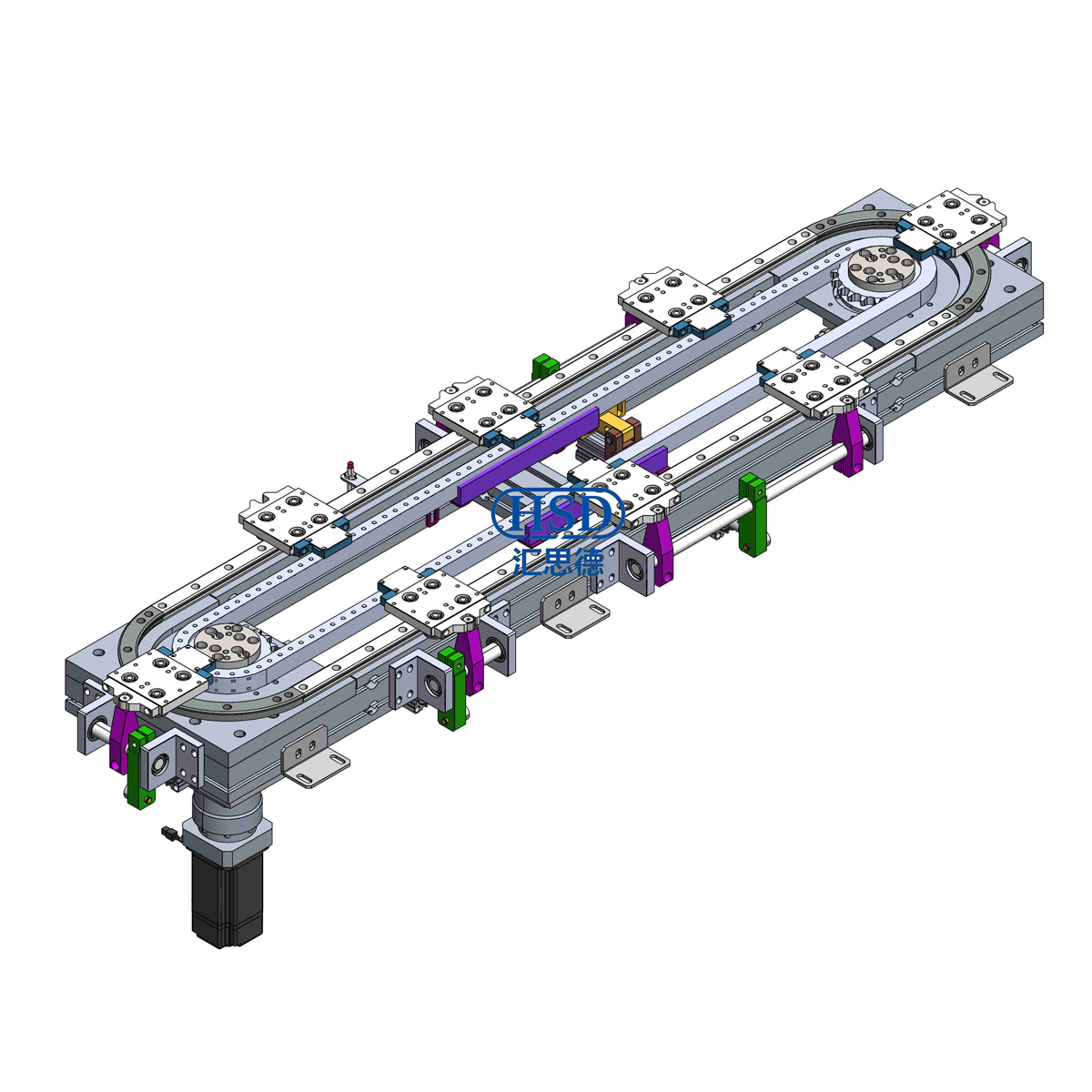 椭圆型材链条环形导轨运送线8工位6定位循环线模子