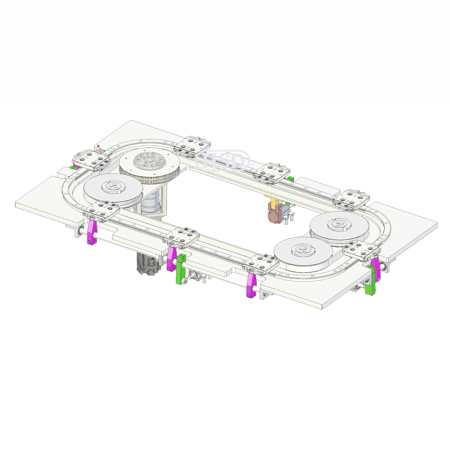 矩形环形导轨运送线8工位8定位底板皮带循环线模子
